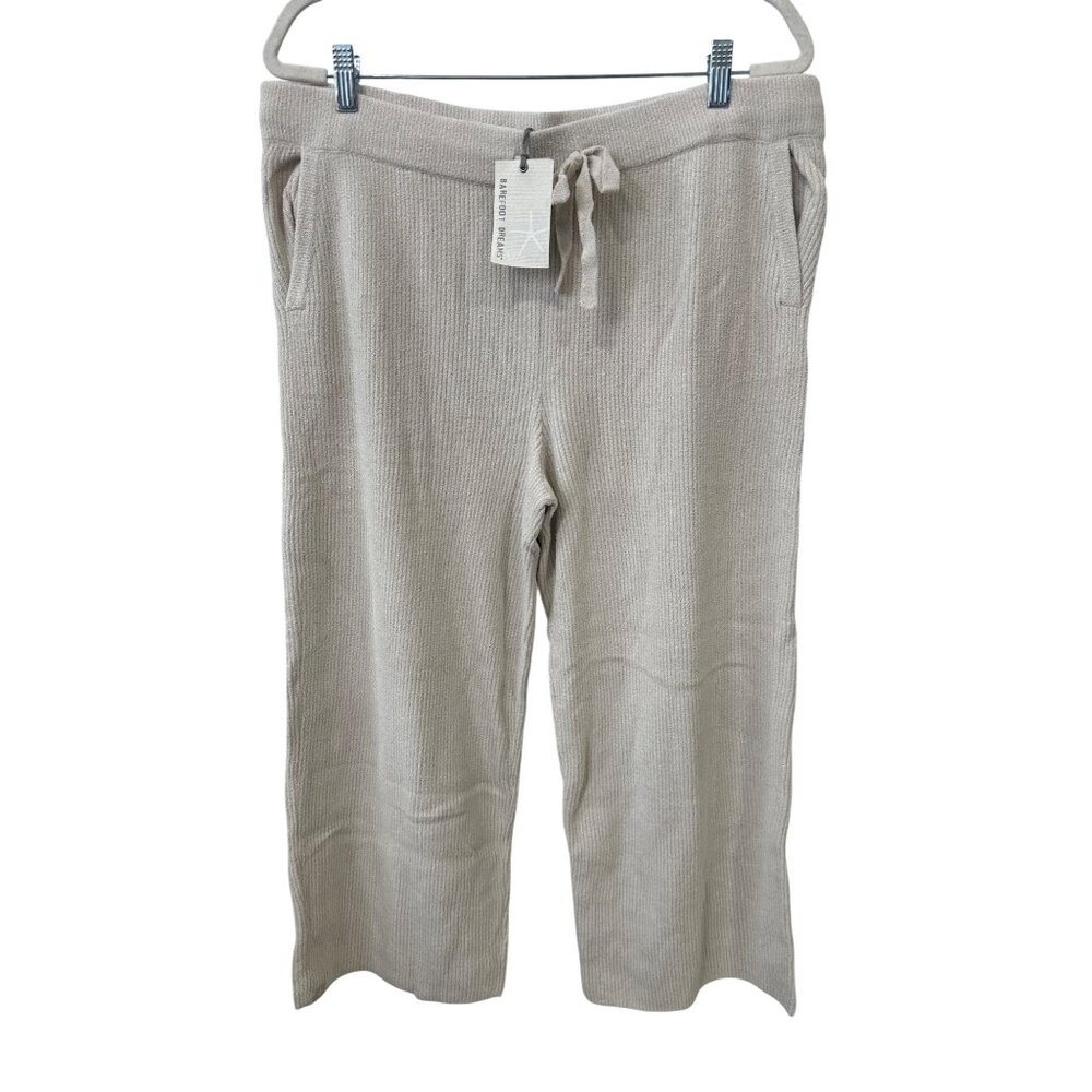 Barefoot Dreams Cropped Pant Size XL CozyChic Ultra Lite Ribbed Almond Comfy NEW